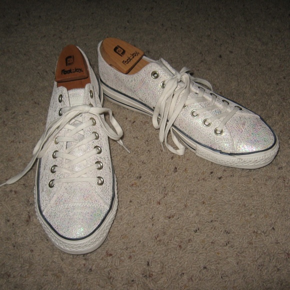 Converse Shoes - Converse AllStars Wht/Silver Shimmering Sneaker 11